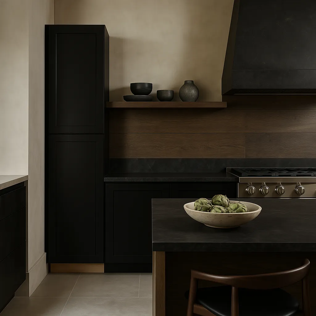 Hampton Bay Avondale 18 in. W x 24 in. D x 96 in. H Ready to Assemble Plywood Shaker Pantry Kitchen Cabinet in Raven Black, photo 2 of 4