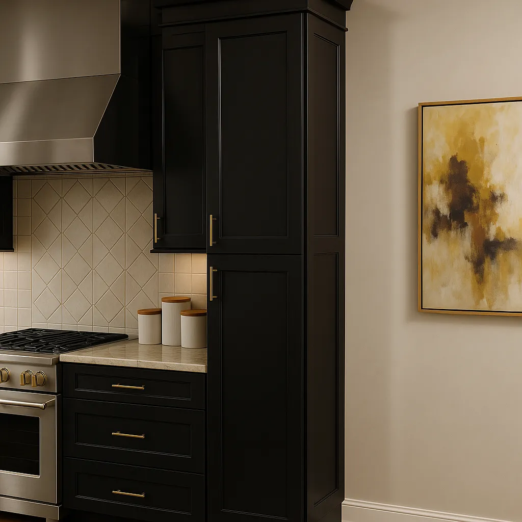 Hampton Bay Avondale 18 in. W x 24 in. D x 96 in. H Ready to Assemble Plywood Shaker Pantry Kitchen Cabinet in Raven Black, photo 3 of 4