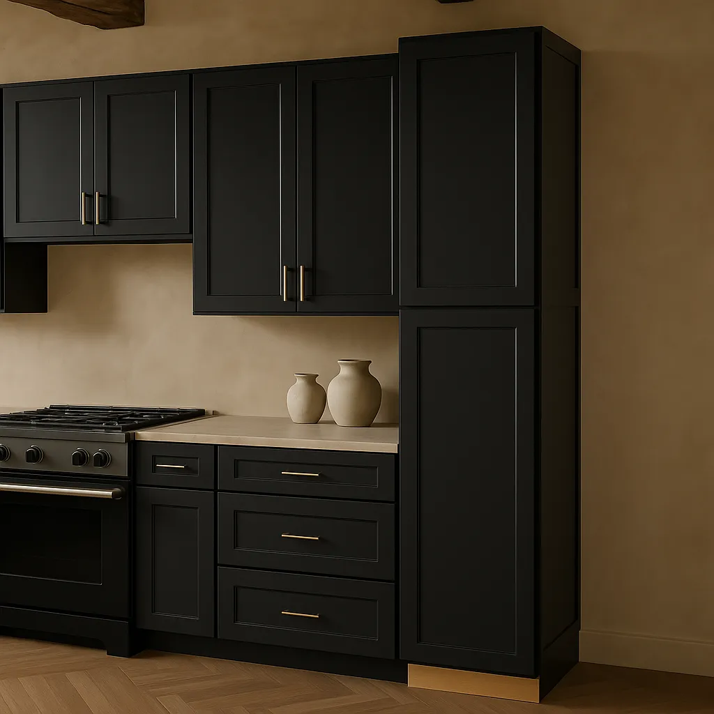 Hampton Bay Avondale 18 in. W x 24 in. D x 96 in. H Ready to Assemble Plywood Shaker Pantry Kitchen Cabinet in Raven Black, photo 4 of 4