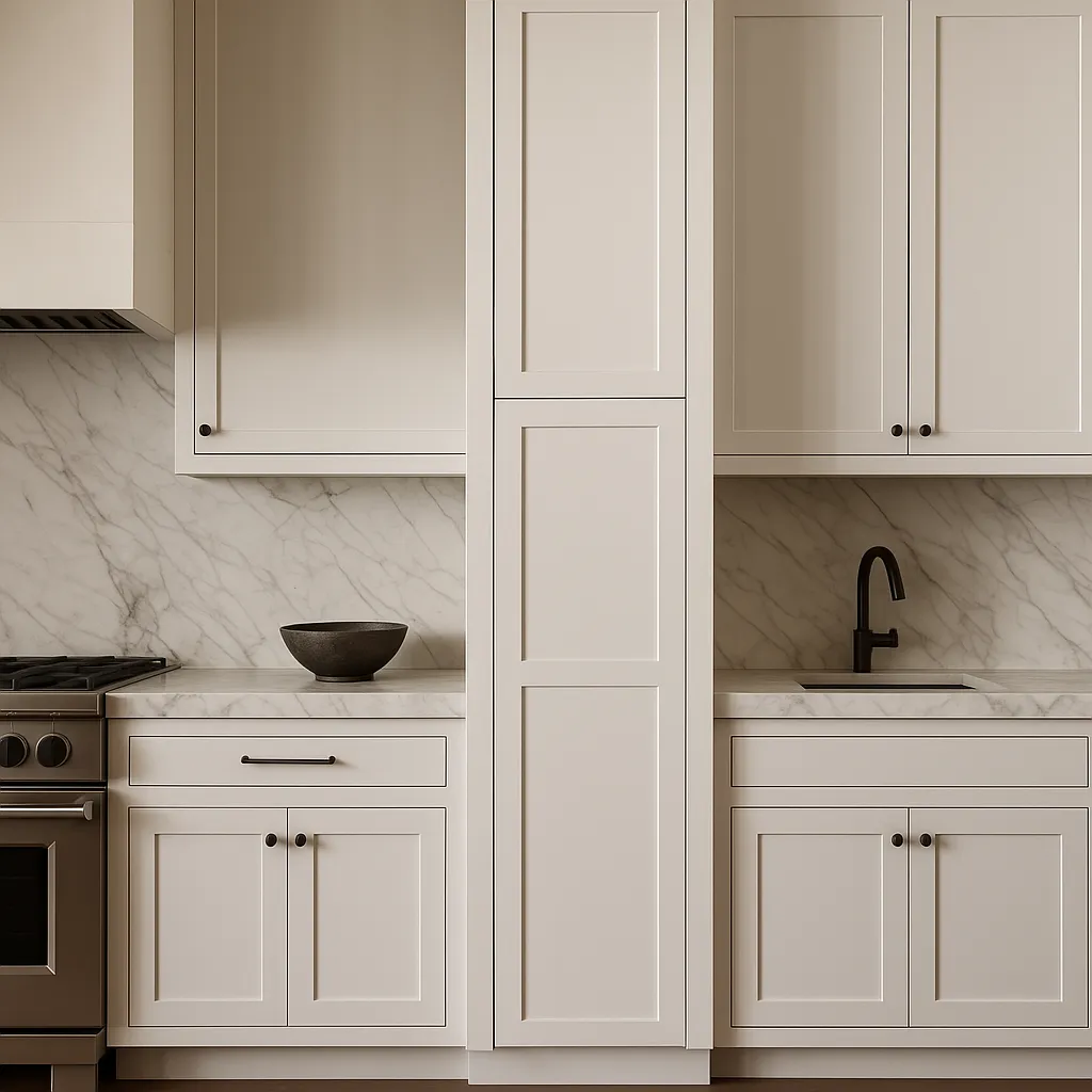 HOMEIBRO Shaker White Plywood Pantry Cabinet - 18" W x 24" D x 96" H, photo 2 of 4