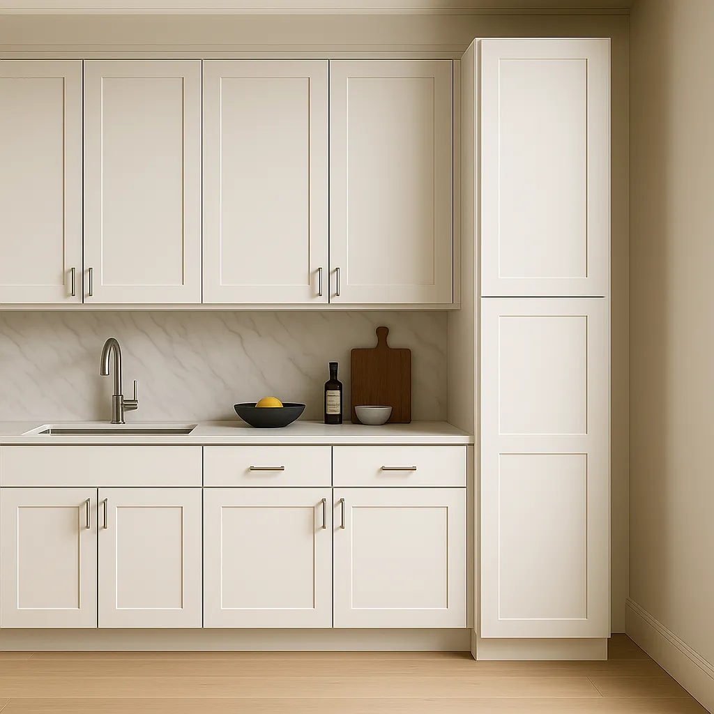 HOMEIBRO Shaker White Plywood Pantry Cabinet - 18" W x 24" D x 96" H, photo 3 of 4