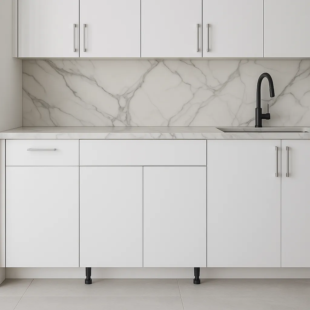 Cambridge Radiance 30 in. White Gloss Slab Base Kitchen Cabinet, photo 2 of 4
