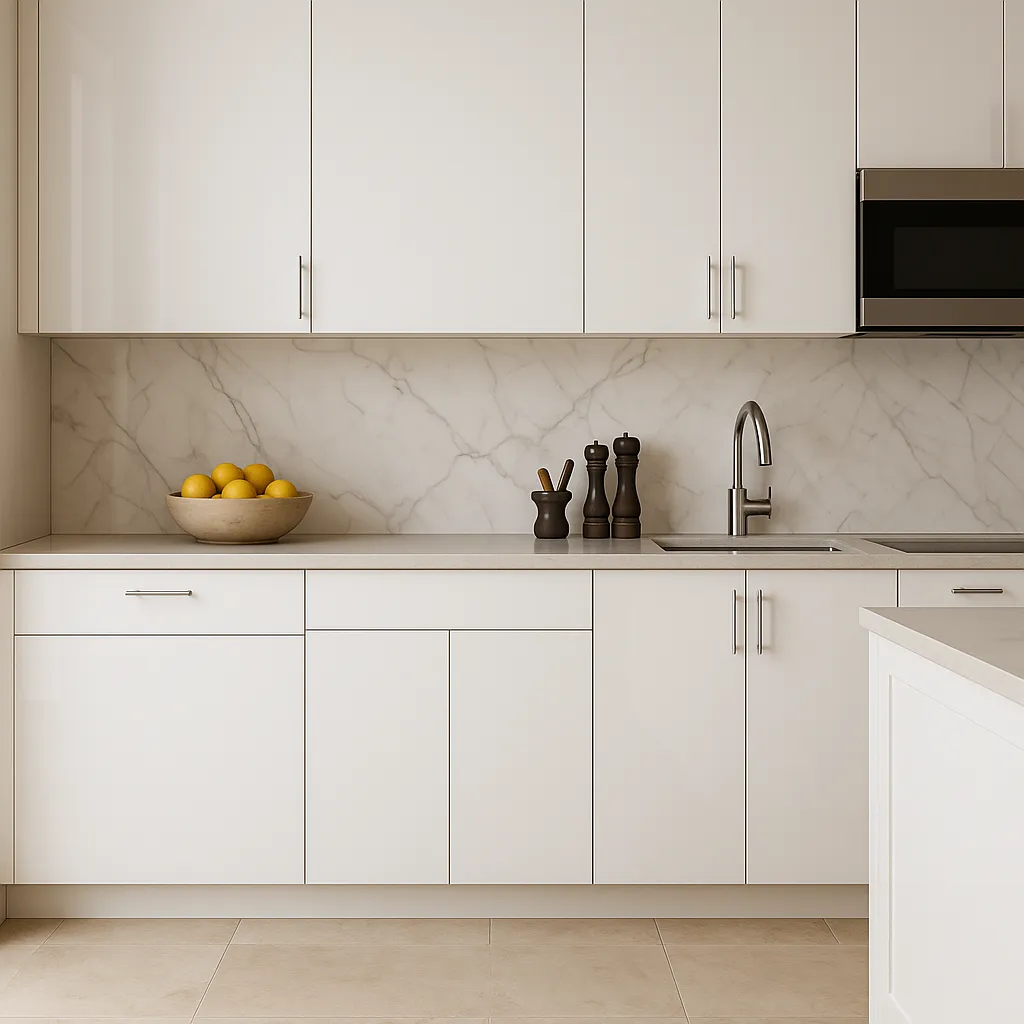 Cambridge Radiance 30 in. White Gloss Slab Base Kitchen Cabinet, photo 3 of 4