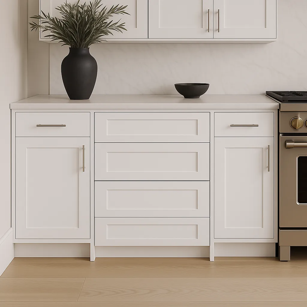 HOMEIBRO Shaker White Plywood Kitchen Cabinet with 4 Drawers - 21 in. W x 24 in. D x 34.5 in. H, photo 2 of 4
