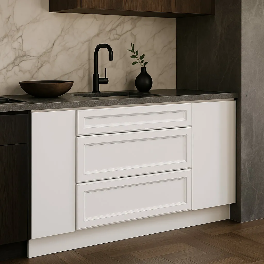 PELHAM & WHITE Keyport Shaker 36" Drawer Base Kitchen Cabinet in White, photo 2 of 4