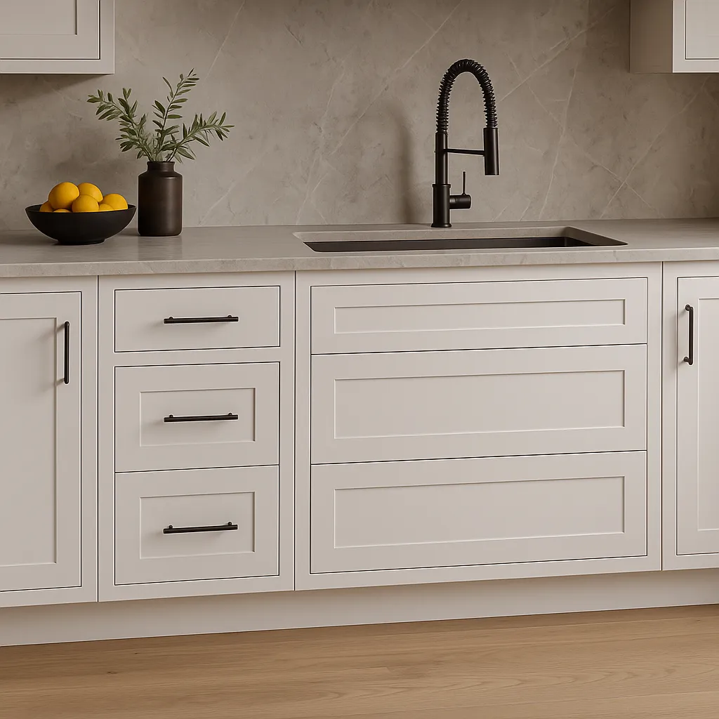 HOMEIBRO Shaker Dove Plywood Kitchen Cabinet with 3 Drawers - 36 in. W x 24 in. D x 34.5 in. H, photo 2 of 4
