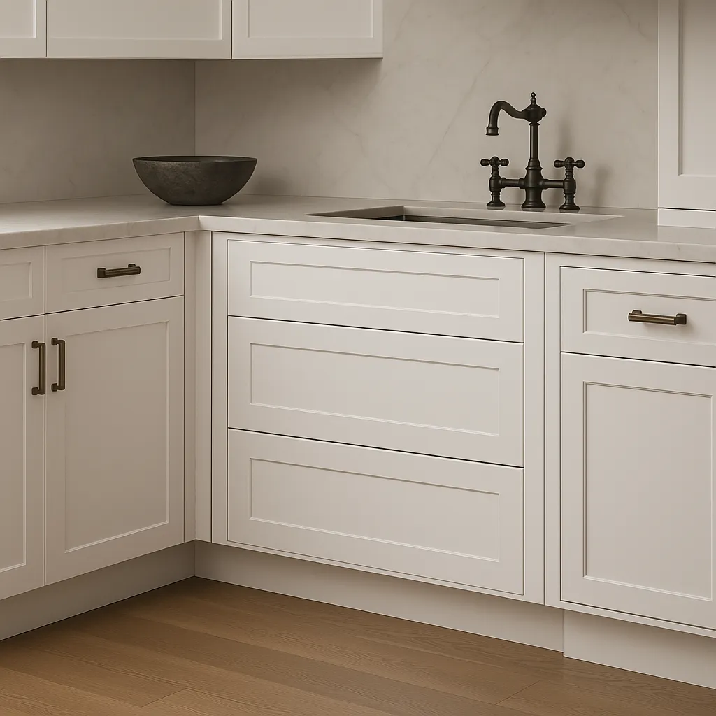 HOMEIBRO Shaker Dove Plywood Kitchen Cabinet with 3 Drawers - 36 in. W x 24 in. D x 34.5 in. H, photo 3 of 4