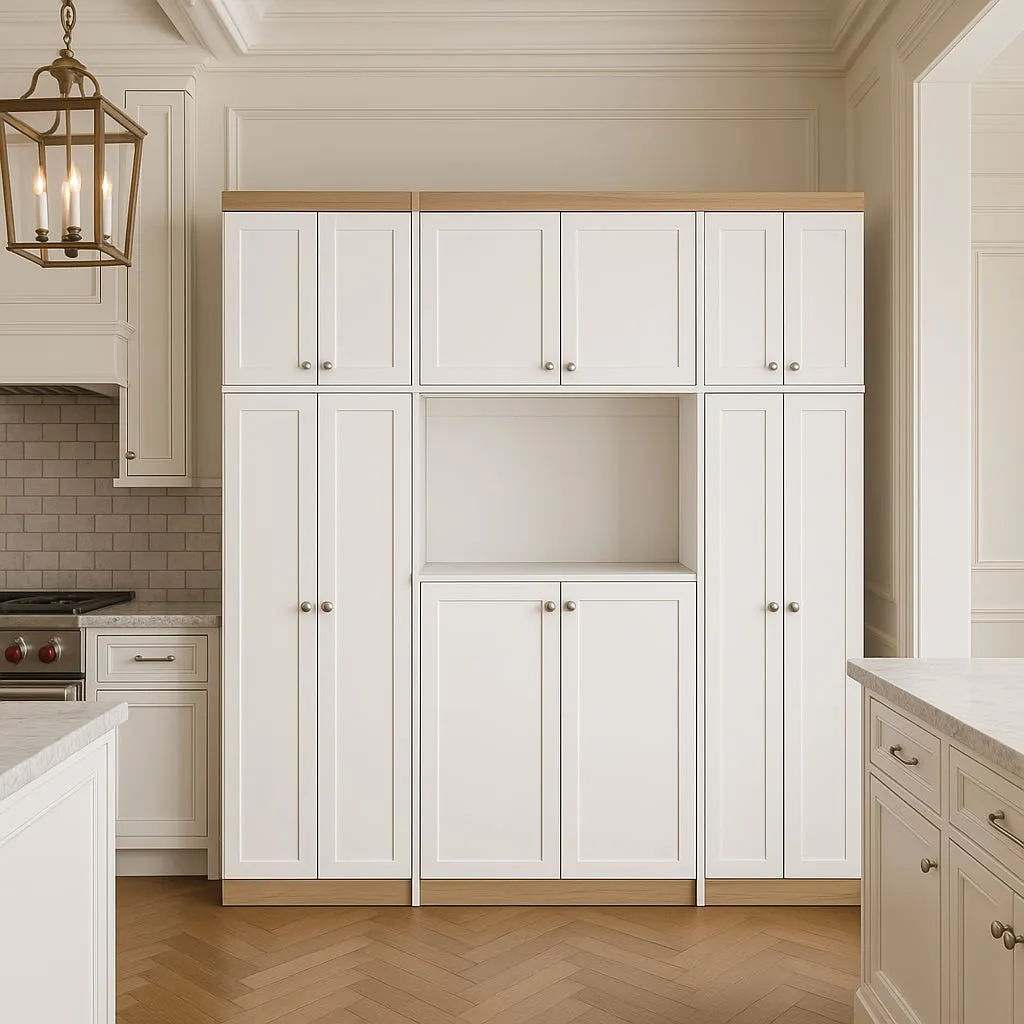 Inval Kitchen Storage Utility Cabinet in White and Vienes Oak, 3-Piece, photo 2 of 4