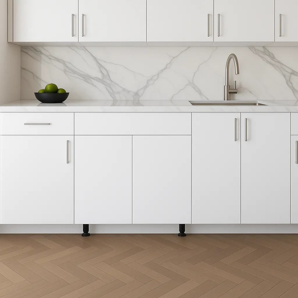 Cambridge Radiance 36 in. Ready to Assemble Slab Base Kitchen Cabinet in White Gloss, photo 2 of 4