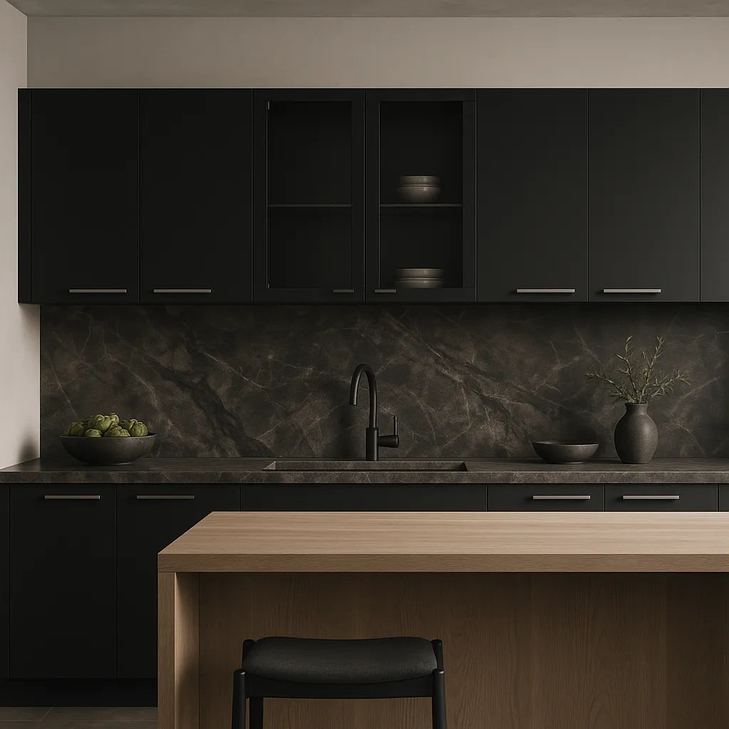 Amucolo Black Wood Wall Kitchen Cabinet with Glass Doors - 59 in. W x 12.4 in. D x 23.6 in. H, photo 4 of 4