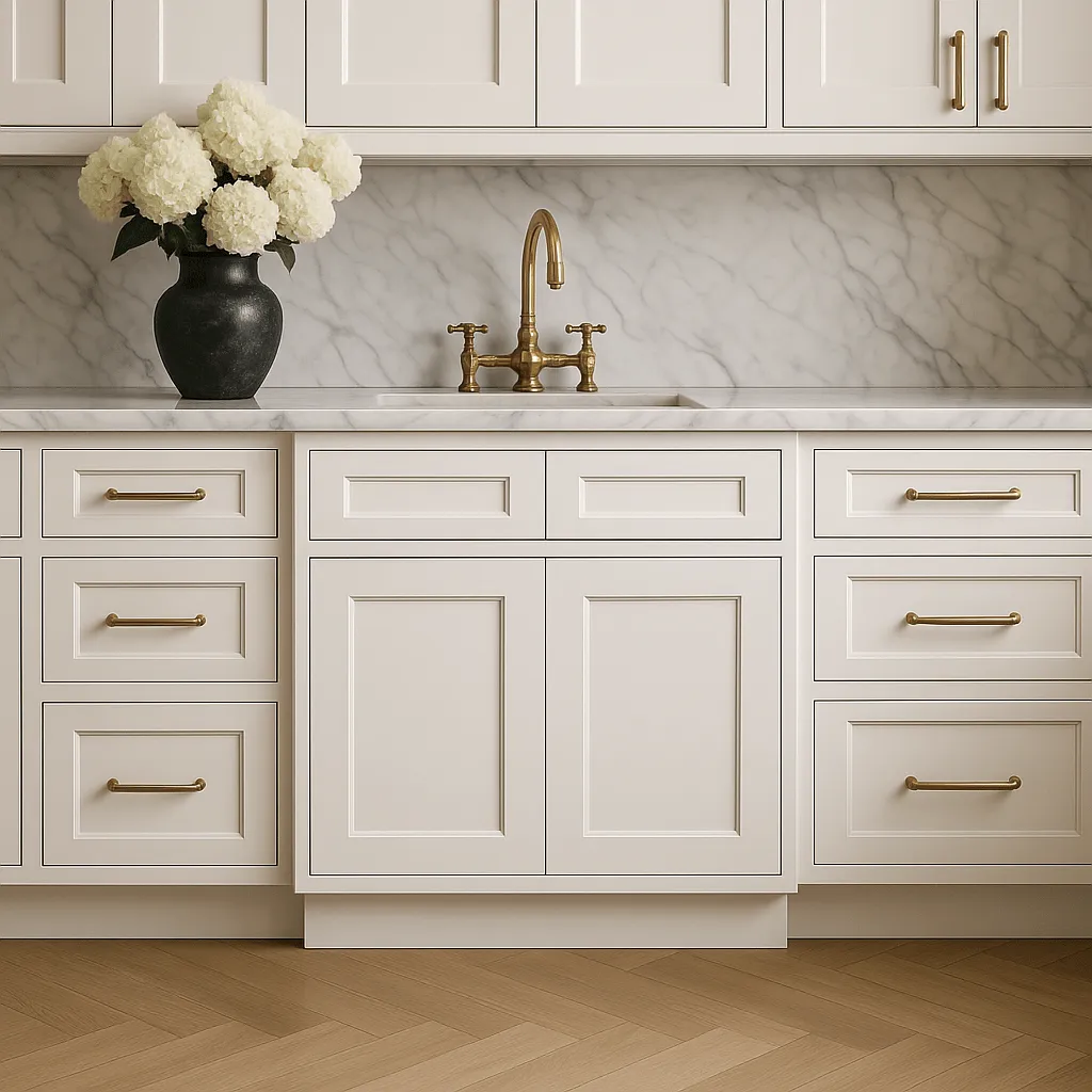 HOMEIBRO Shaker White Plywood Sink Base Cabinet - 30-in W x 24-in D x 34.5-in H, photo 4 of 4