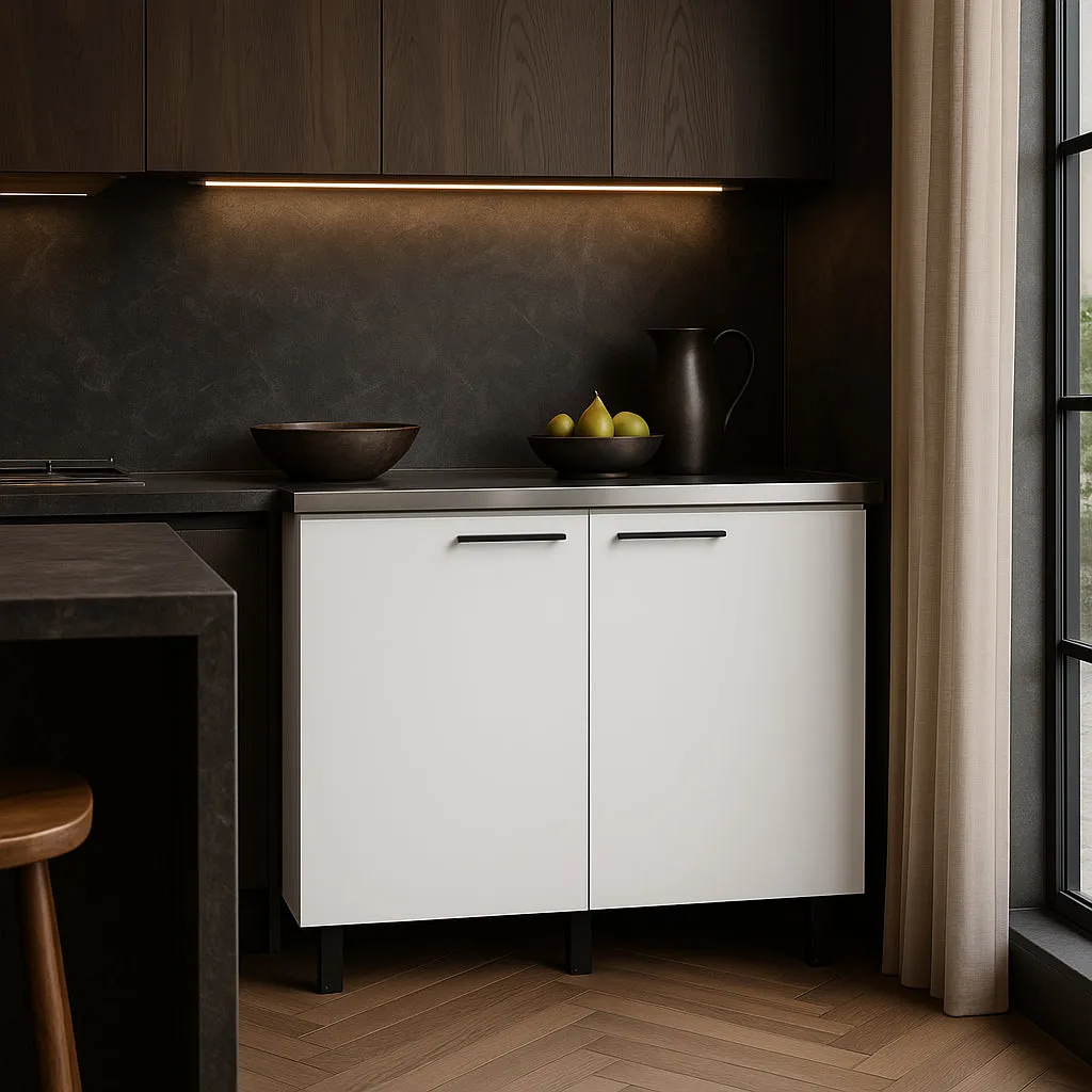 Adrinfly Freestanding Utility Base Cabinet with Stainless Steel Countertop and Door, photo 3 of 4