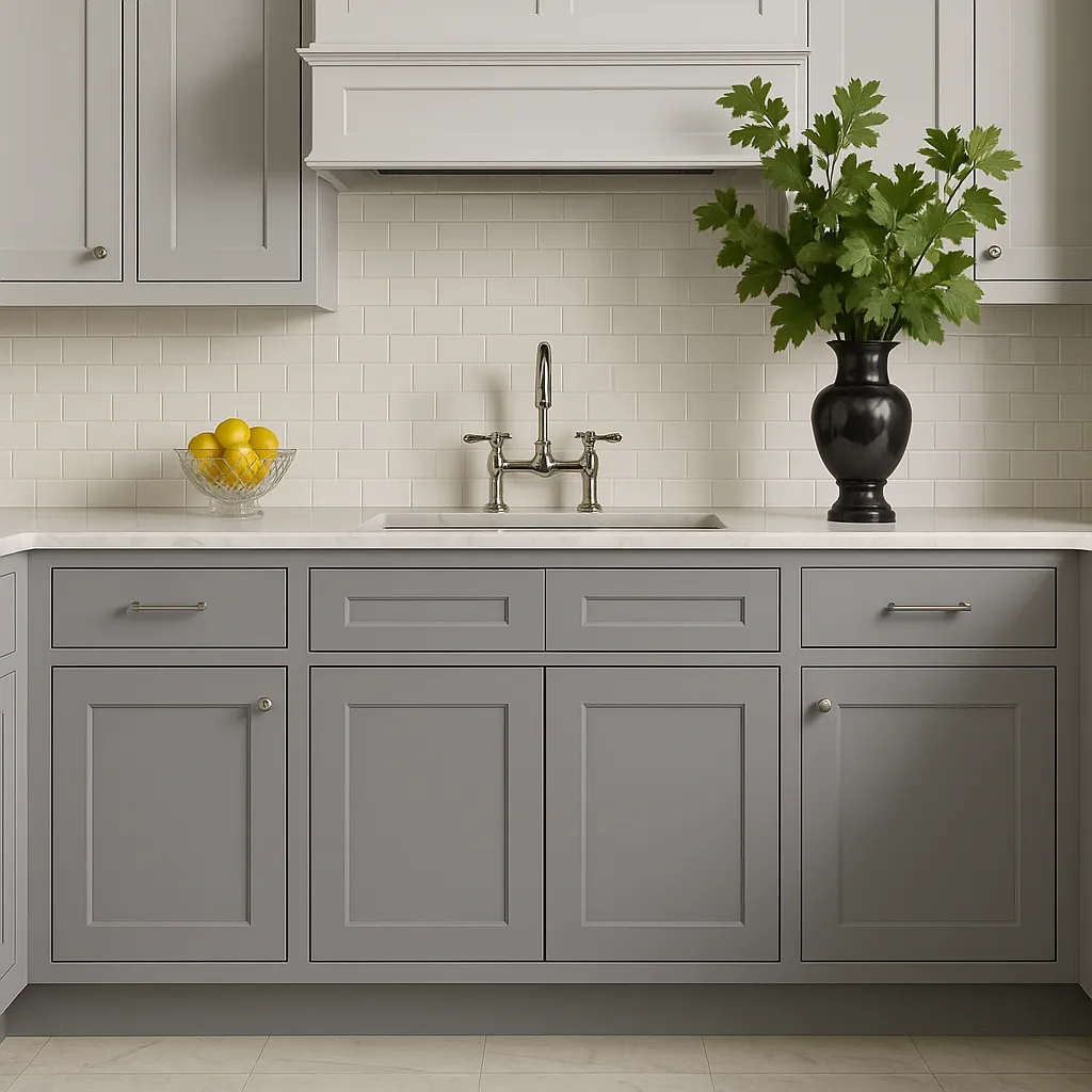 HOMEIBRO Newport Sink Base Grey 2-Door Cabinet - Shaker Style, 30 in. W x 24 in. D x 34.5 in. H, photo 2 of 4