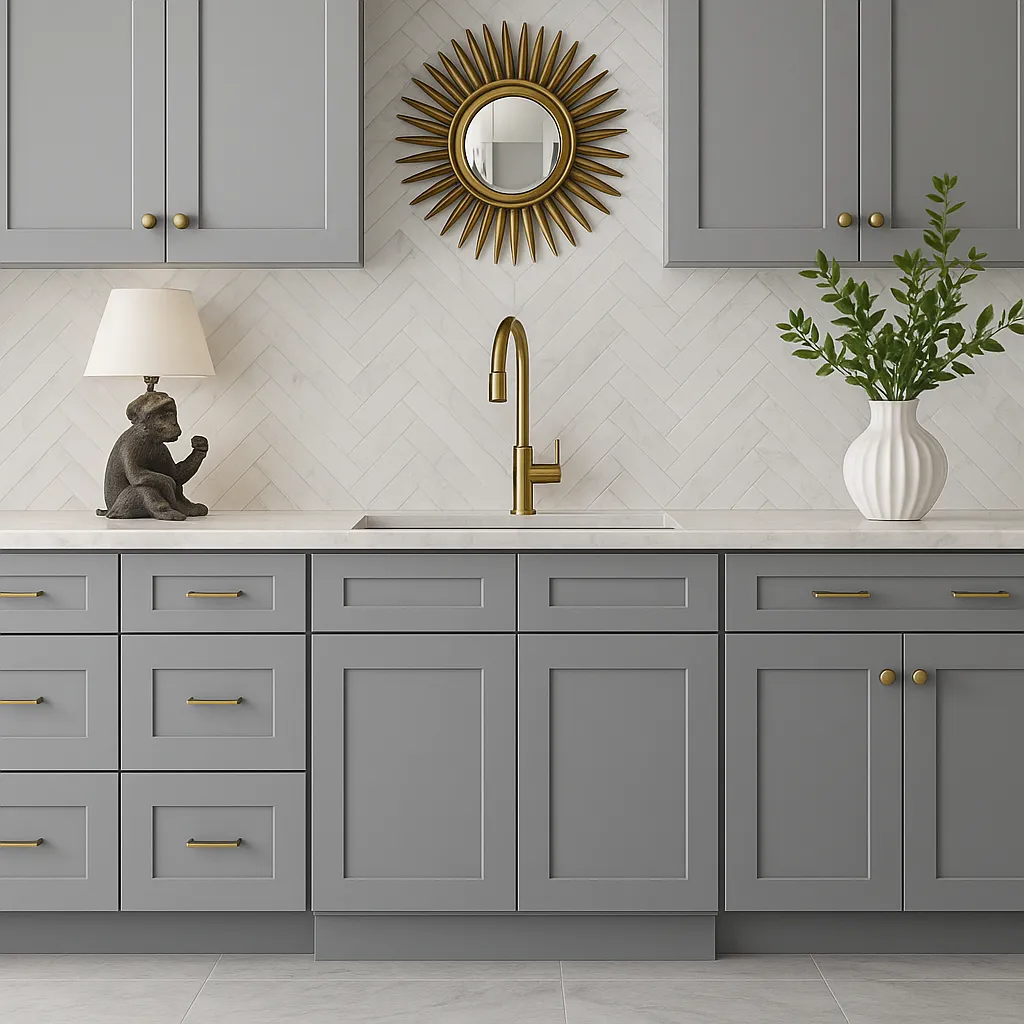 HOMEIBRO Newport Sink Base Grey 2-Door Cabinet - Shaker Style, 30 in. W x 24 in. D x 34.5 in. H, photo 4 of 4