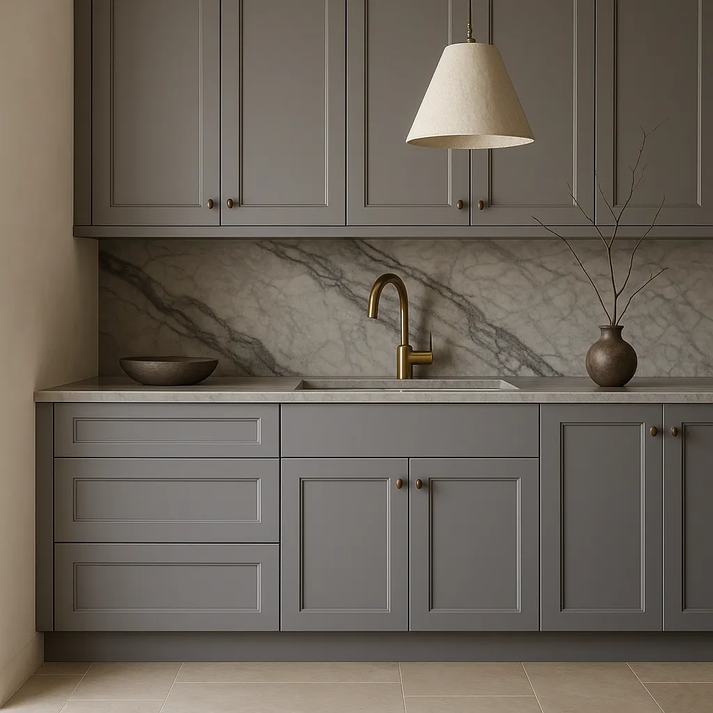 HOMEIBRO Shaker Gray Plywood Kitchen Cabinet with 3 Drawers - 36 in. W x 24 in. D x 34.5 in. H, photo 3 of 4