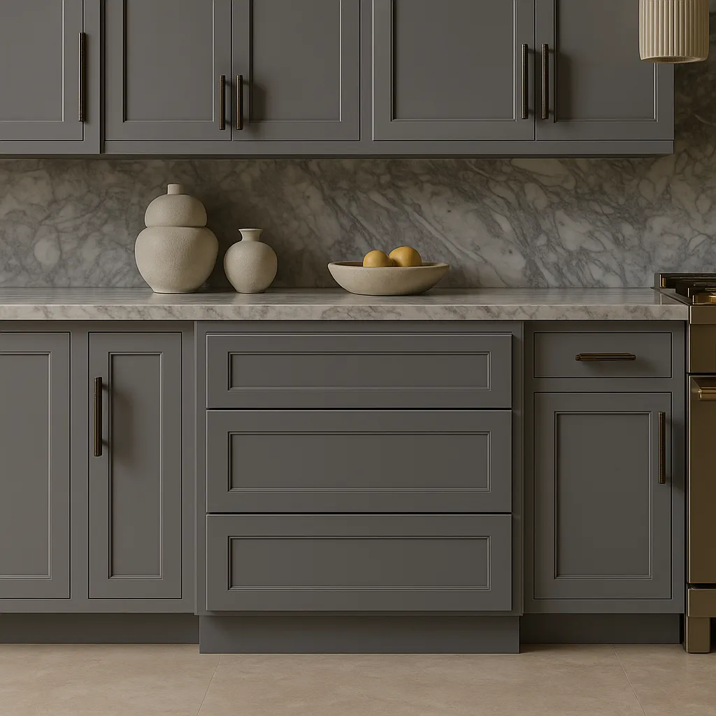 HOMEIBRO Shaker Gray Plywood Kitchen Cabinet with 3 Drawers - 36 in. W x 24 in. D x 34.5 in. H, photo 4 of 4