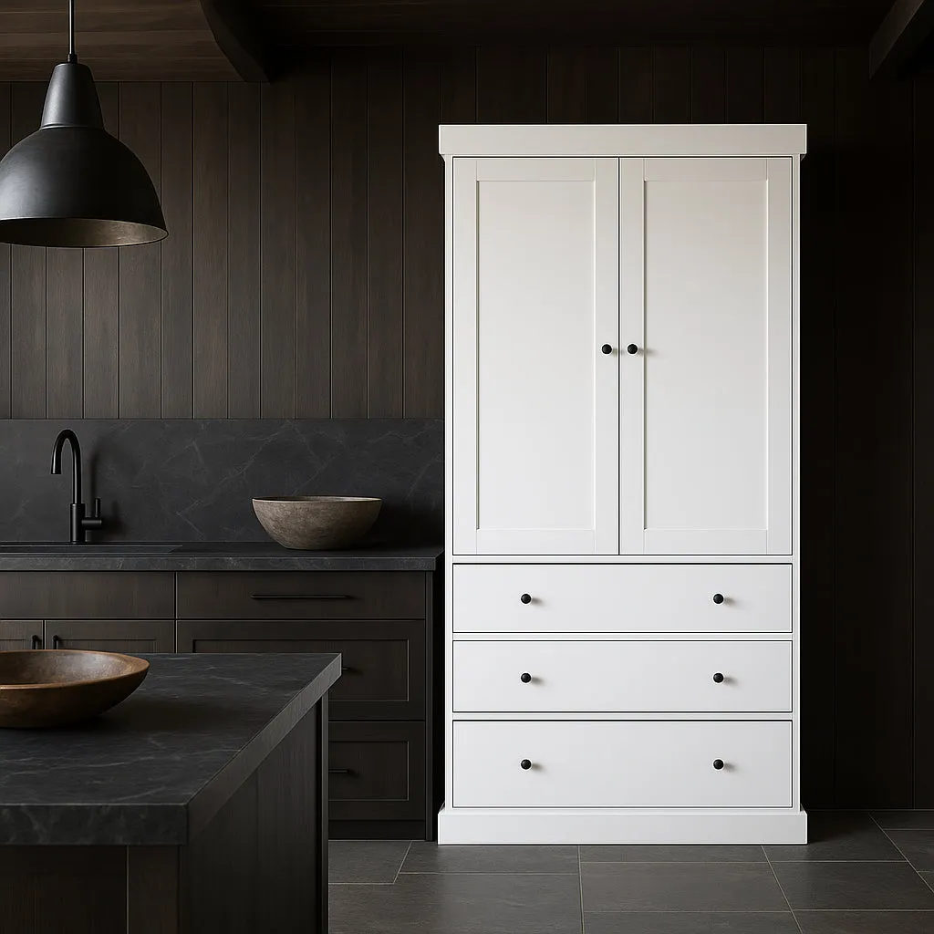 Adrinfly White MDF Kitchen Cabinet with Adjustable Shelves and Drawers, photo 2 of 4