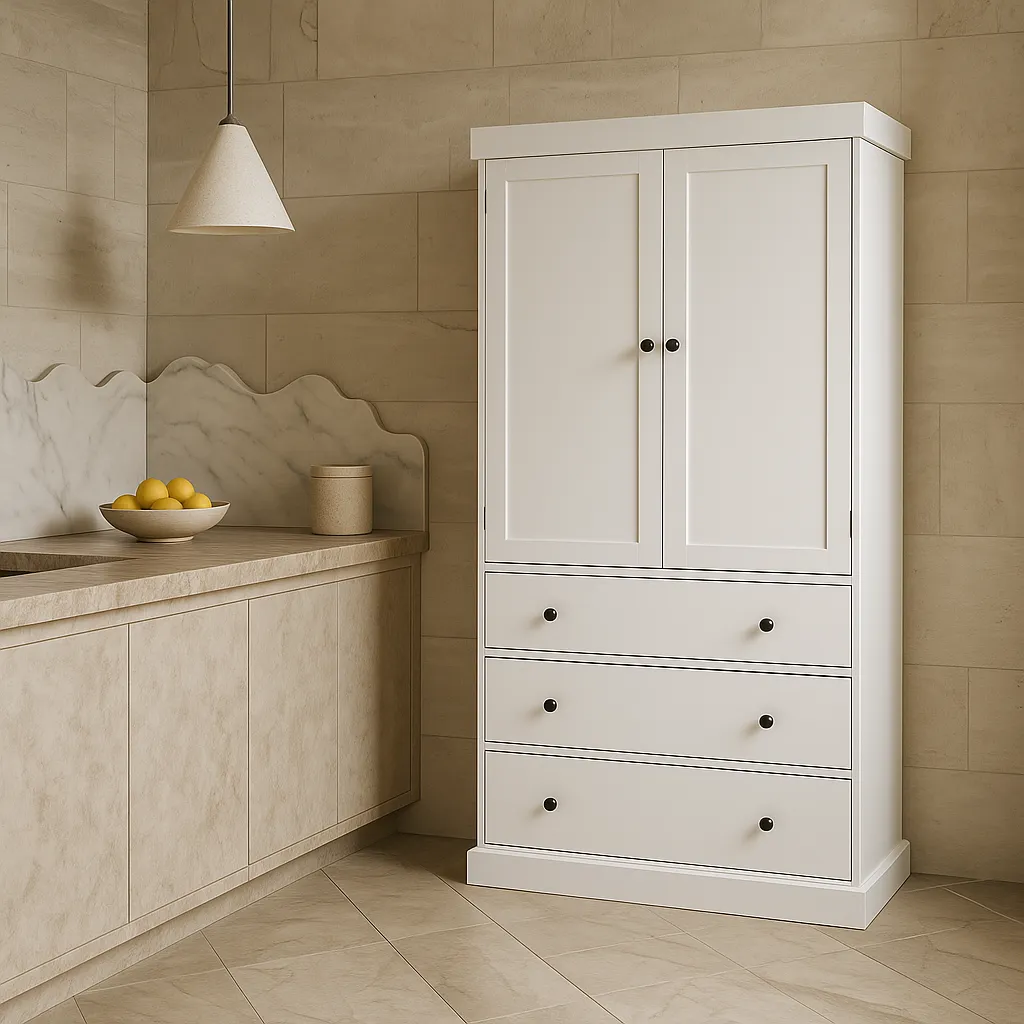 Adrinfly White MDF Kitchen Cabinet with Adjustable Shelves and Drawers, photo 4 of 4