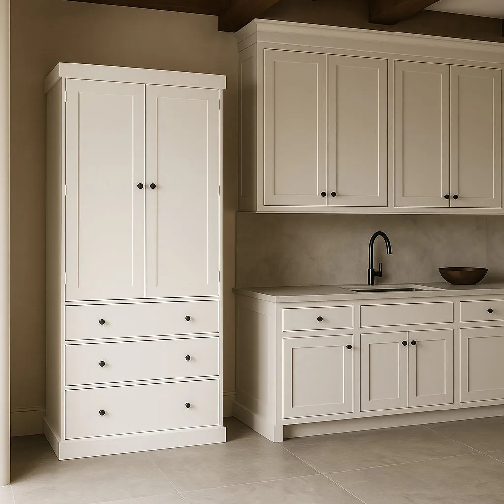 Adrinfly White MDF Kitchen Cabinet with Adjustable Shelves and Drawers, photo 3 of 4