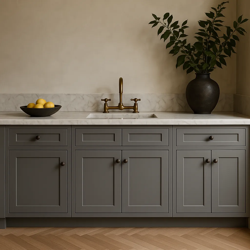 HOMEIBRO Shaker Gray Plywood Base Kitchen Cabinet with 2 Drawers and 2 Doors, photo 2 of 4