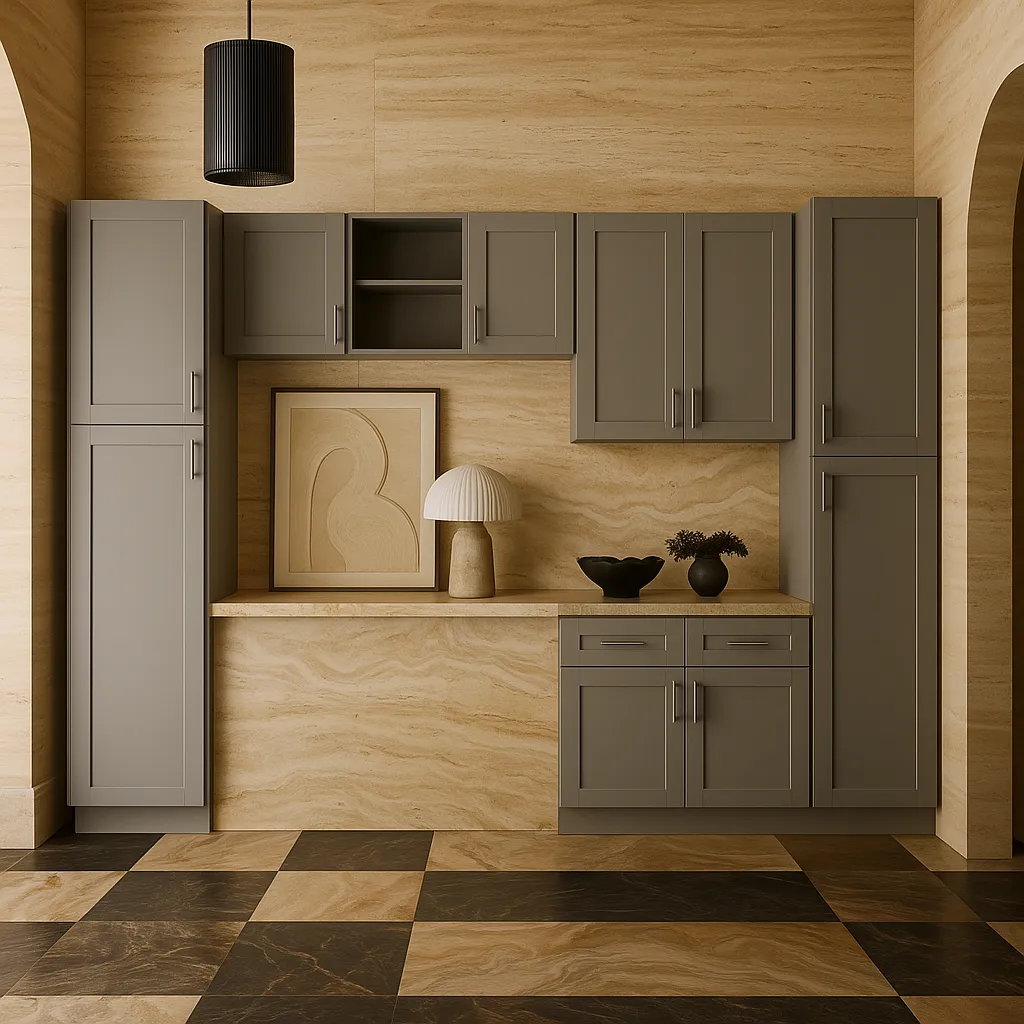 MILL'S PRIDE Richmond Vesuvius Gray Kitchen Cabinet Set - 132 in W x 24 in D x 90 in H, photo 4 of 4