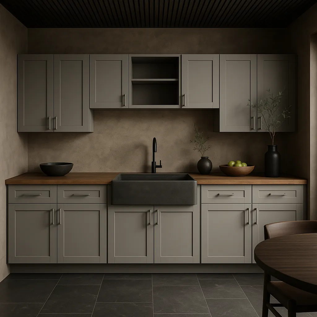 MILL'S PRIDE Richmond Vesuvius Gray Kitchen Cabinet Set - 132 in W x 24 in D x 96 in H, photo 2 of 4