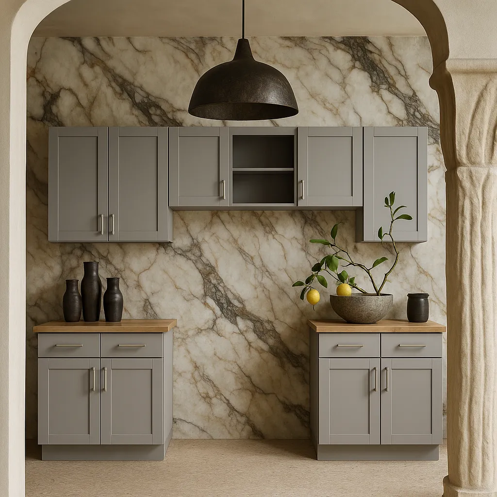 MILL'S PRIDE Richmond Vesuvius Gray Kitchen Cabinet Set - 132 in W x 24 in D x 96 in H, photo 3 of 4
