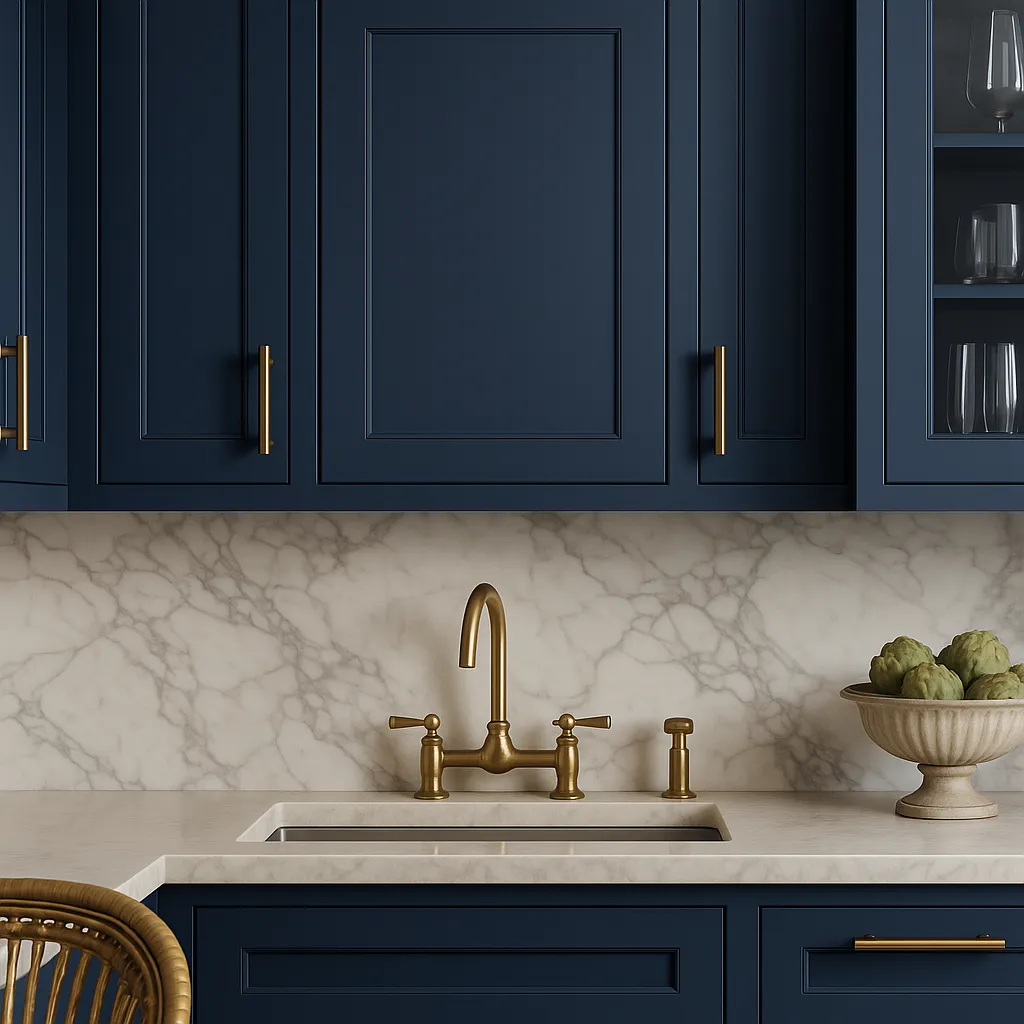 Hampton Bay Ink Blue Shaker Wall Kitchen Cabinet - 21" W x 12" D x 30" H, photo 3 of 4