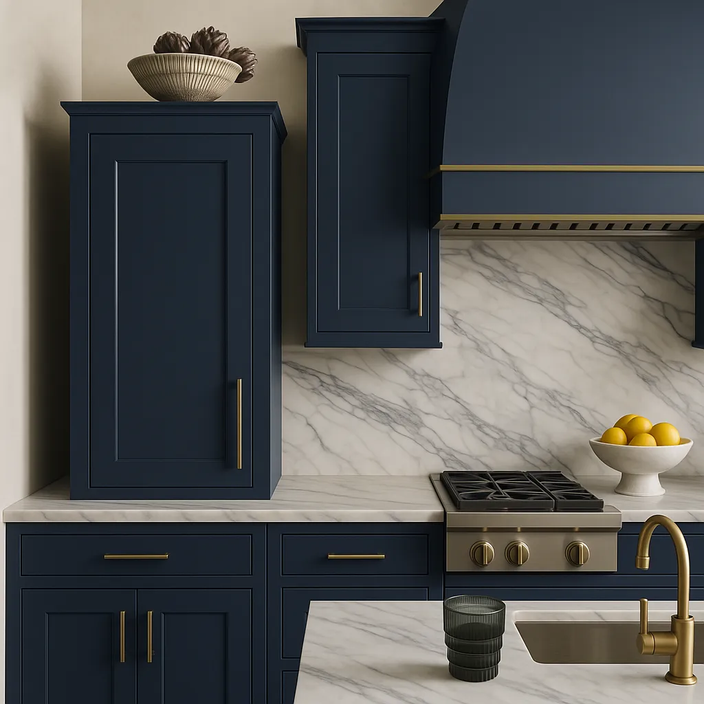 Hampton Bay Avondale Ink Blue Shaker Wall Kitchen Cabinet - 15" W x 12" D x 30" H, photo 3 of 4