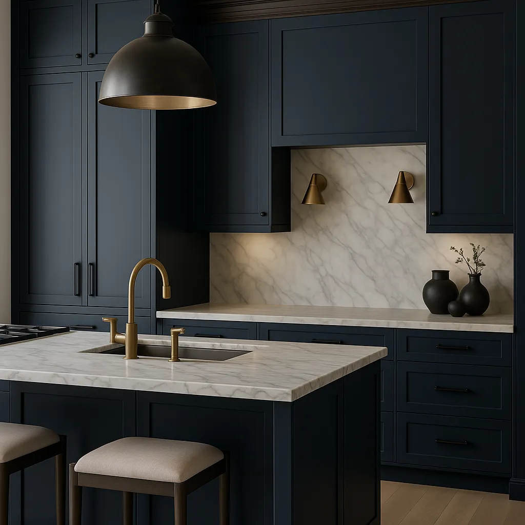 Hampton Bay Avondale Ink Blue Shaker Wall Kitchen Cabinet - 18x12x36, photo 2 of 4