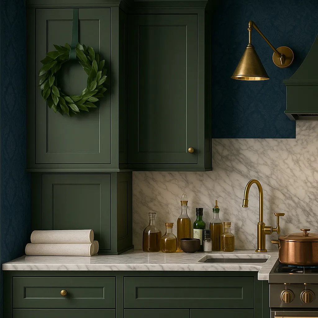 Hampton Bay Avondale 15 in. W x 12 in. D x 36 in. H Ready to Assemble Plywood Shaker Wall Kitchen Cabinet in Fern Green, photo 4 of 4