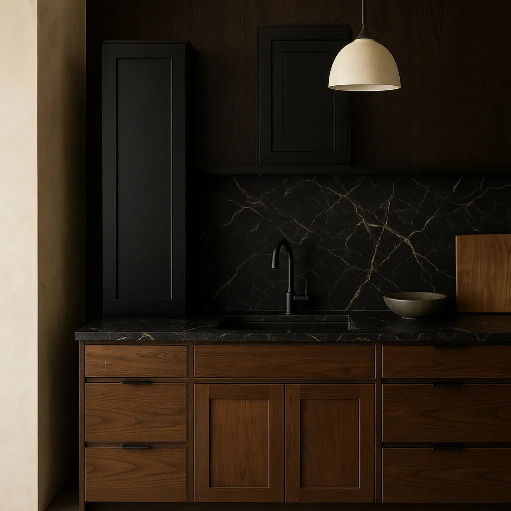 Hampton Bay Avondale Raven Black Shaker Wall Kitchen Cabinet - 15 in. W x 12 in. D x 42 in. H, photo 2 of 4