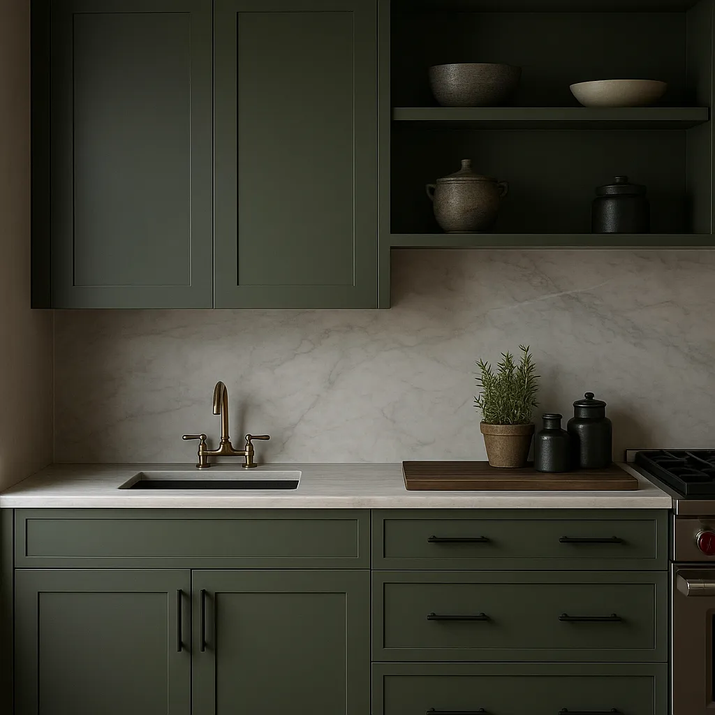 Hampton Bay Avondale 27 in. W x 12 in. D x 30 in. H Ready to Assemble Plywood Shaker Wall Kitchen Cabinet in Fern Green, photo 2 of 4