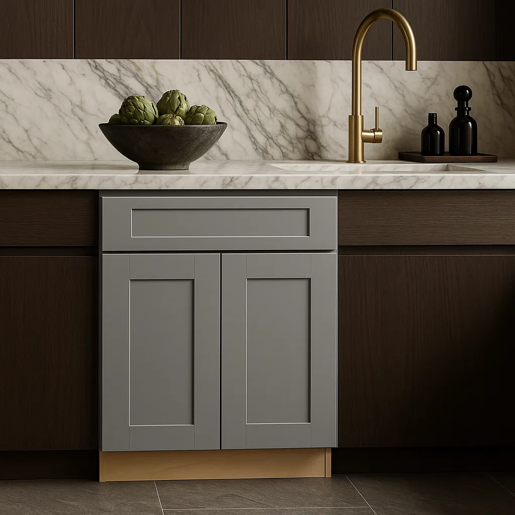 MILL'S PRIDE Richmond Vesuvius Gray Shaker Base Kitchen Cabinet - 24 in W x 24 in D x 34.5 in H, photo 3 of 4