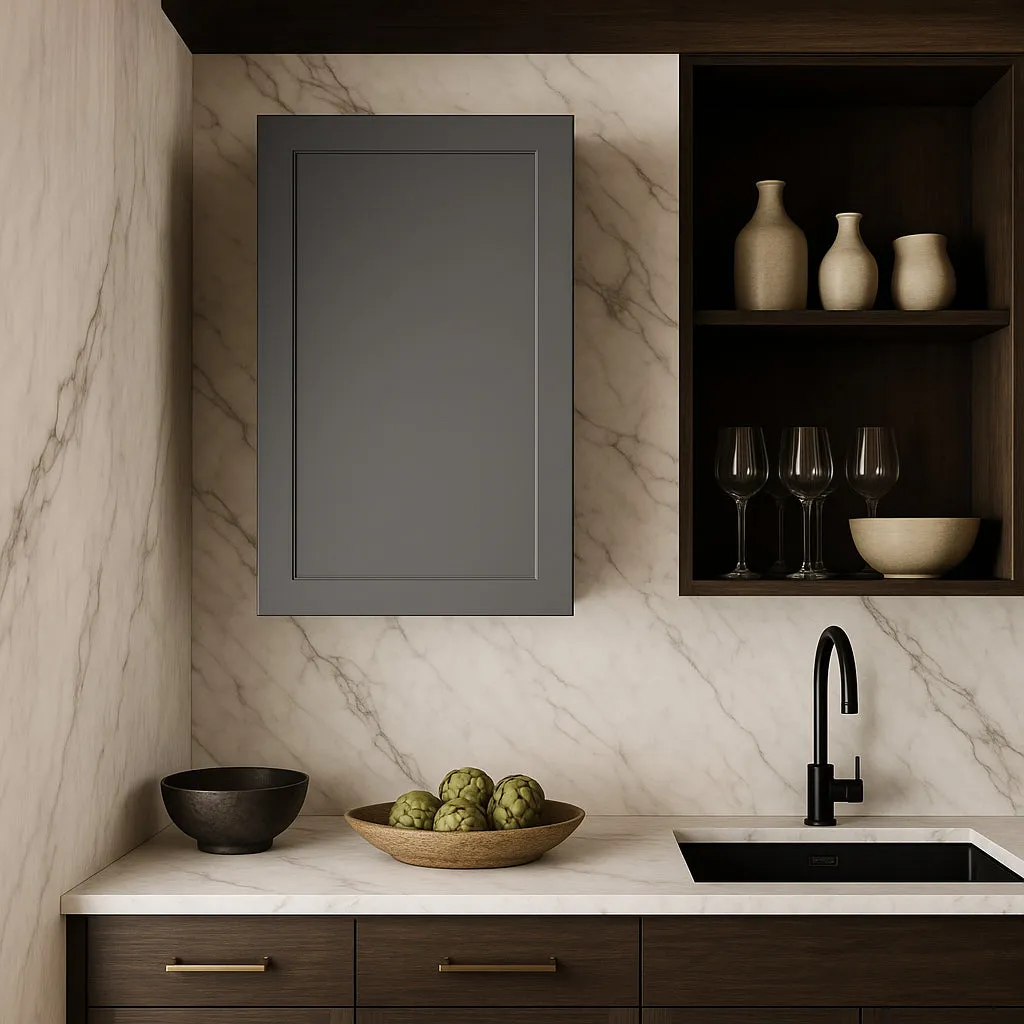 HOMEIBRO Shaker Gray Plywood Wall Cabinet, 21 in. W x 12 in. D x 42 in. H, Ready to Assemble, photo 2 of 4
