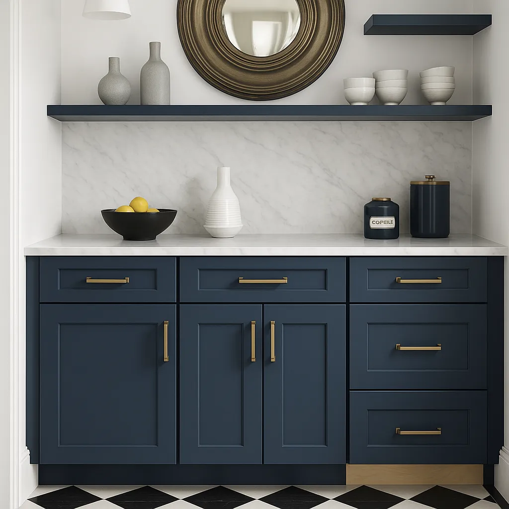 MILL'S PRIDE Valencia Blue Shaker Base Kitchen Cabinet - 24 in W x 24 in D x 34.5 in H, photo 2 of 4