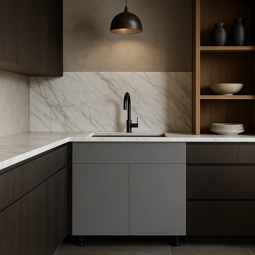 Cambridge Radiance Matte Grey Slab Sink Base Cabinet - 36 in. W x 24 in. D x 34.5 in. H, photo 3 of 4
