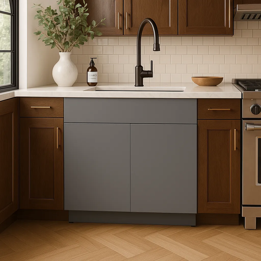 Cambridge Radiance Matte Grey Slab Sink Base Cabinet - 36 in. W x 24 in. D x 34.5 in. H, photo 4 of 4
