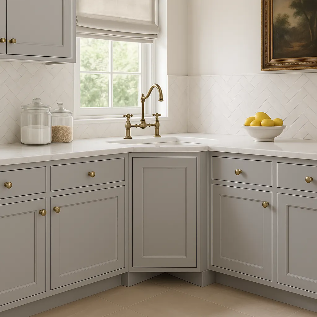 Hampton Bay Cambridge Gray Shaker Ready to Assemble Corner Sink Base Cabinet (36 in. W x 24.5 in. D x 34.5 in. H), photo 4 of 4