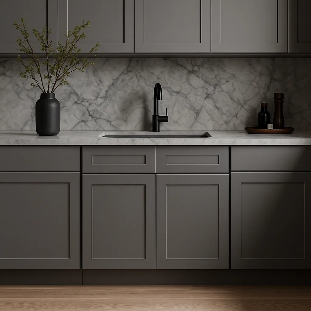 HOMEIBRO Shaker Grey Plywood Sink Base Cabinet - 30-in W X 24-in D X 34.5-in H, photo 2 of 4