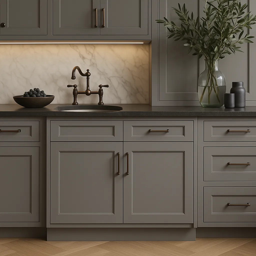 HOMEIBRO Shaker Grey Plywood Sink Base Cabinet - 30-in W X 24-in D X 34.5-in H, photo 3 of 4