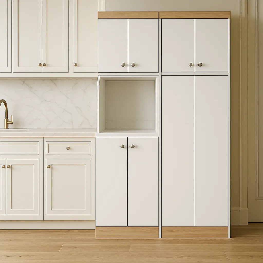 Inval Ready to Assemble Kitchen Storage Utility Cabinet in White and Vienes Oak, photo 3 of 4