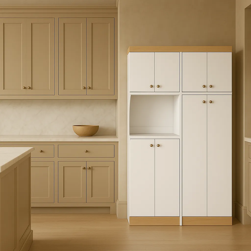 Inval Ready to Assemble Kitchen Storage Utility Cabinet in White and Vienes Oak, photo 4 of 4
