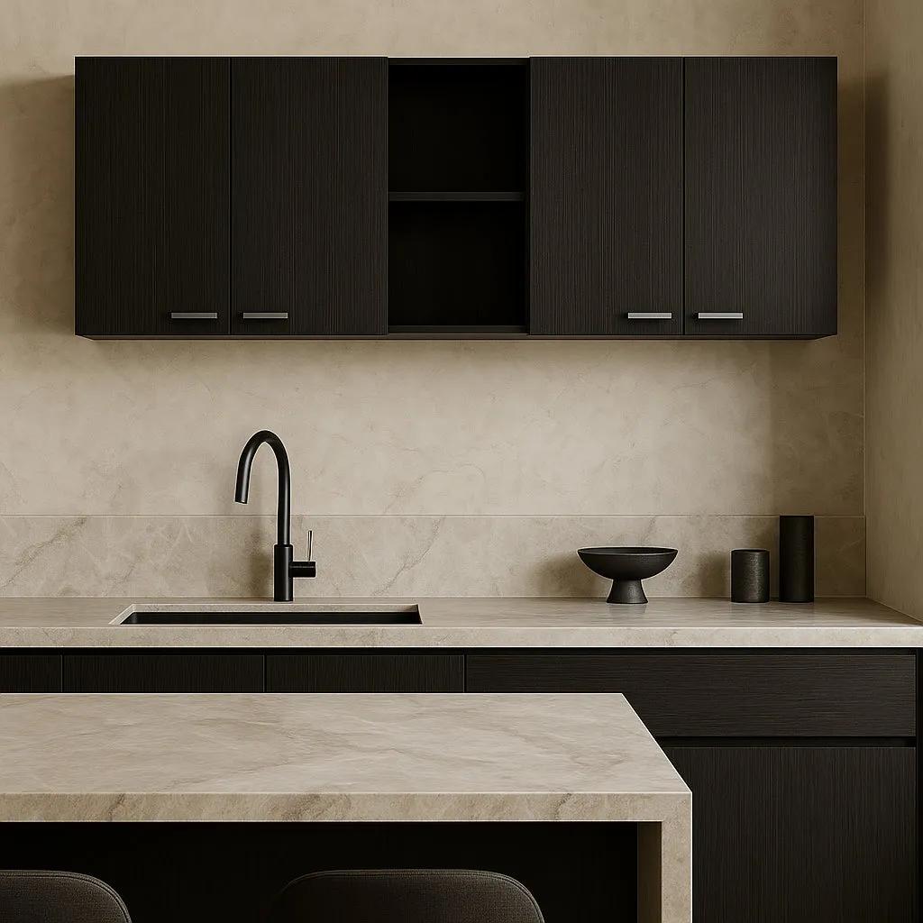 Aoibox Black Wall Mount Kitchen Cabinet with Shelves - 59 in. W x 12.4 in. D x 23.6 in. H, photo 2 of 4