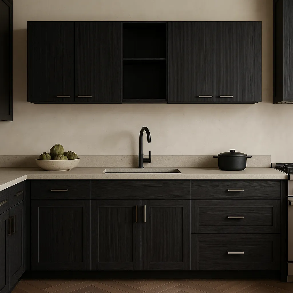 Aoibox Black Wall Mount Kitchen Cabinet with Shelves - 59 in. W x 12.4 in. D x 23.6 in. H, photo 4 of 4