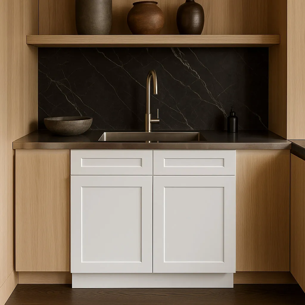 HOMLUX Ready to Assemble Sink Base Cabinet, Shaker White, 36 in. W x 24 in. D x 34.5 in. H, photo 3 of 4