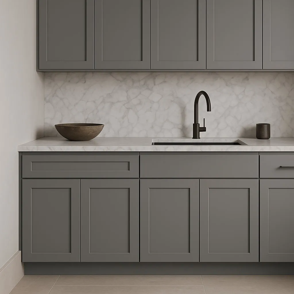 HOMEIBRO Shaker Grey Plywood Kitchen Cabinet with Drawer, photo 3 of 4