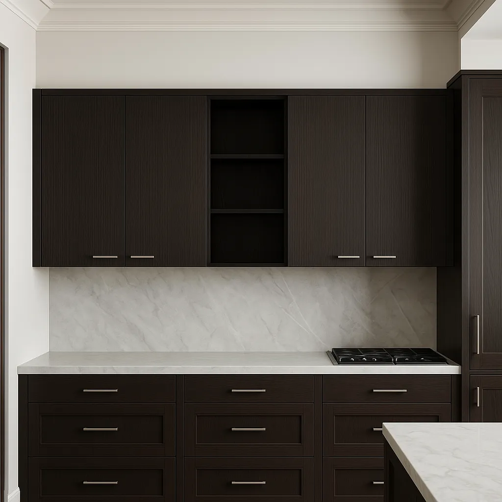 Amucolo Black Wood Wall Kitchen Cabinet with Shelves and Four Doors, photo 4 of 4