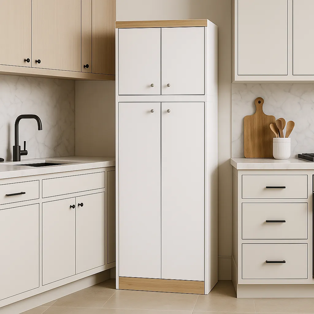 Inval America LLC GALLEY Kitchen Storage Utility Cabinet in White and Vienes Oak, photo 2 of 4