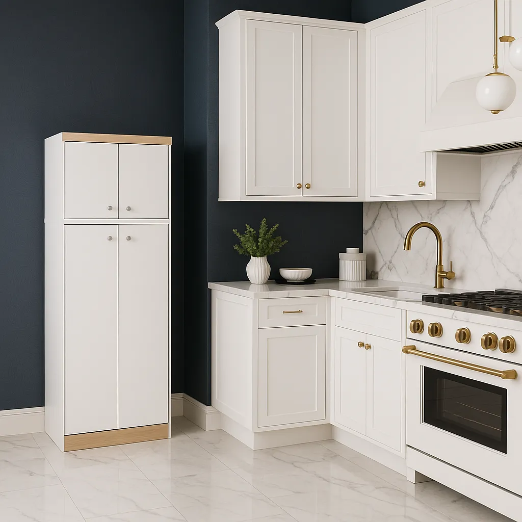 Inval America LLC GALLEY Kitchen Storage Utility Cabinet in White and Vienes Oak, photo 4 of 4